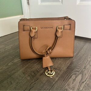Michael Kors Tan Leather Satchel with Gold Accents